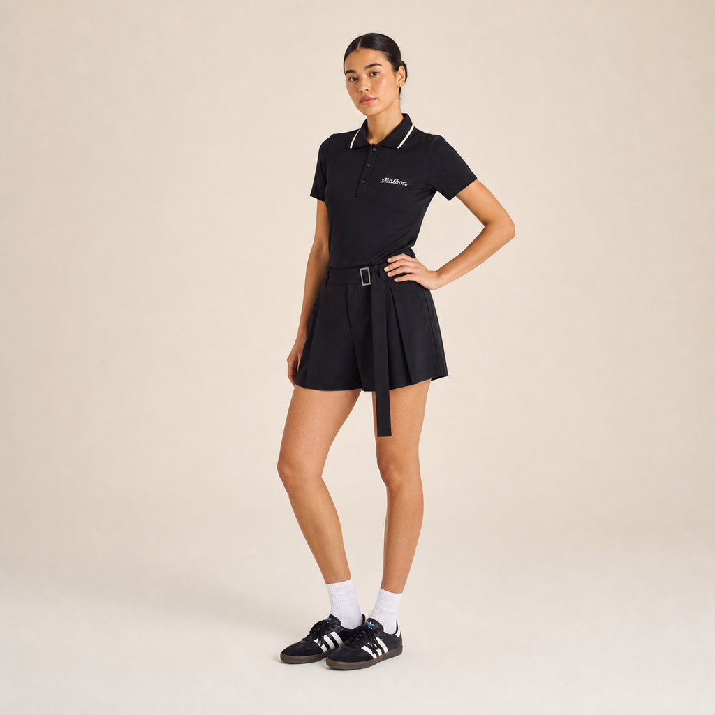 Malbon Paloma Polo Black collar and branding detail