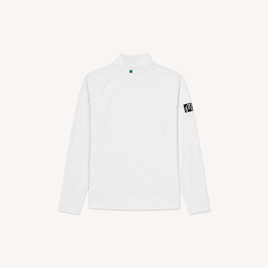 Malbon Performance Raglan Quarter Zip White lifestyle shot