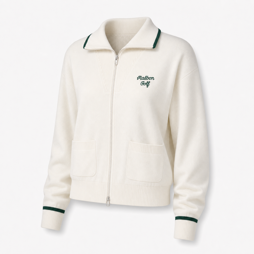 Malbon Preserve Buckets Knit Windbreaker White front view